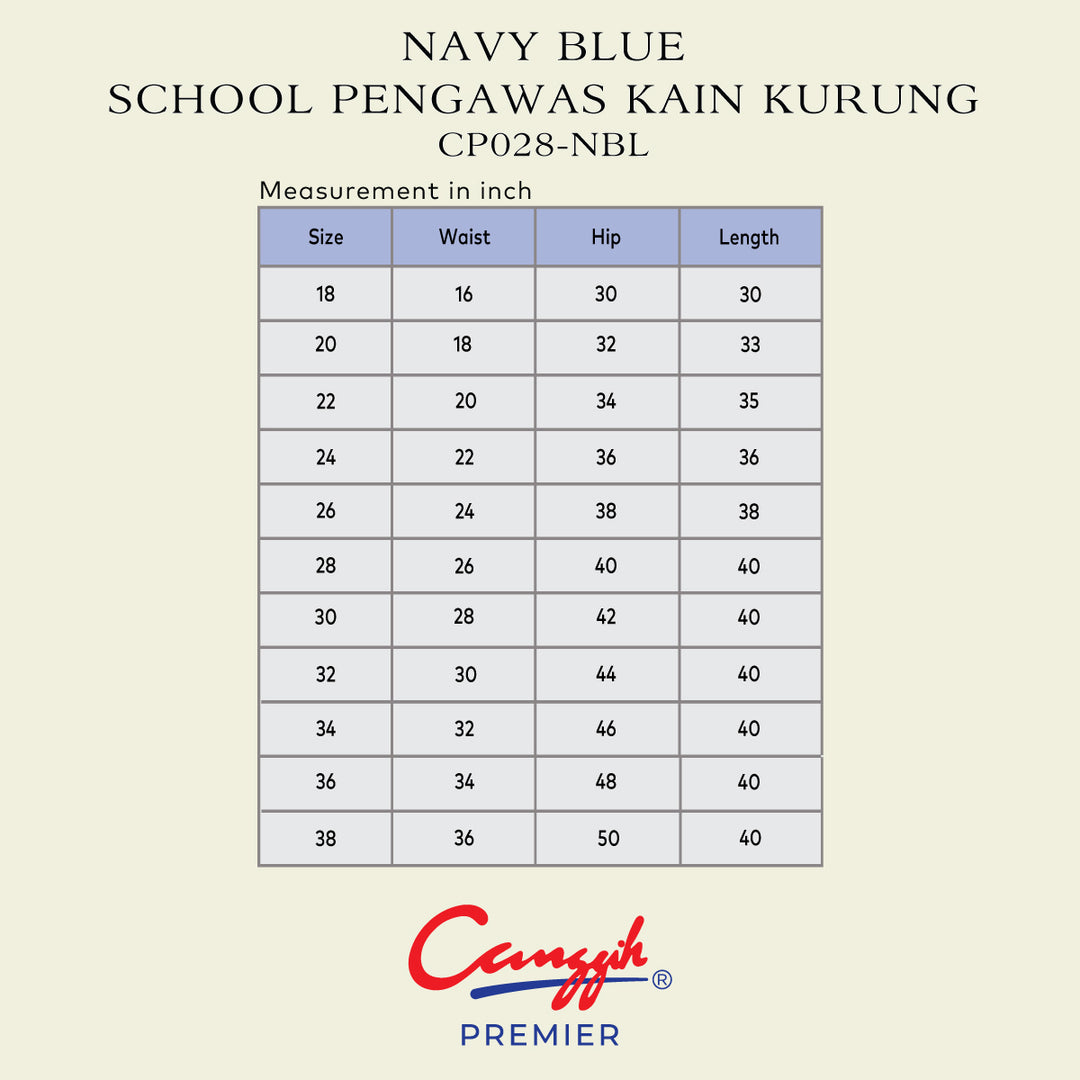 Dark Blue School Pengawas Back Pleat Kain Kurung
