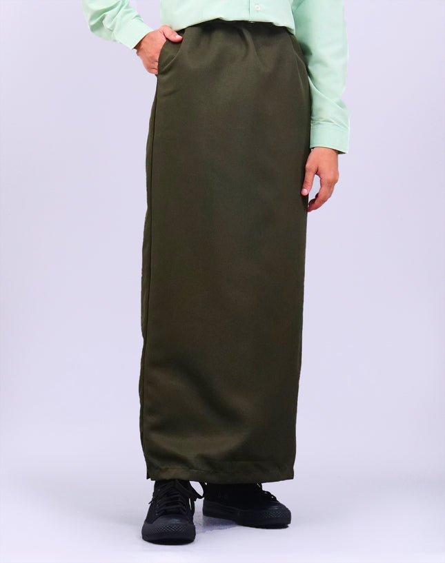 Olive Green School Pengawas Back Pleat Kain Kurung