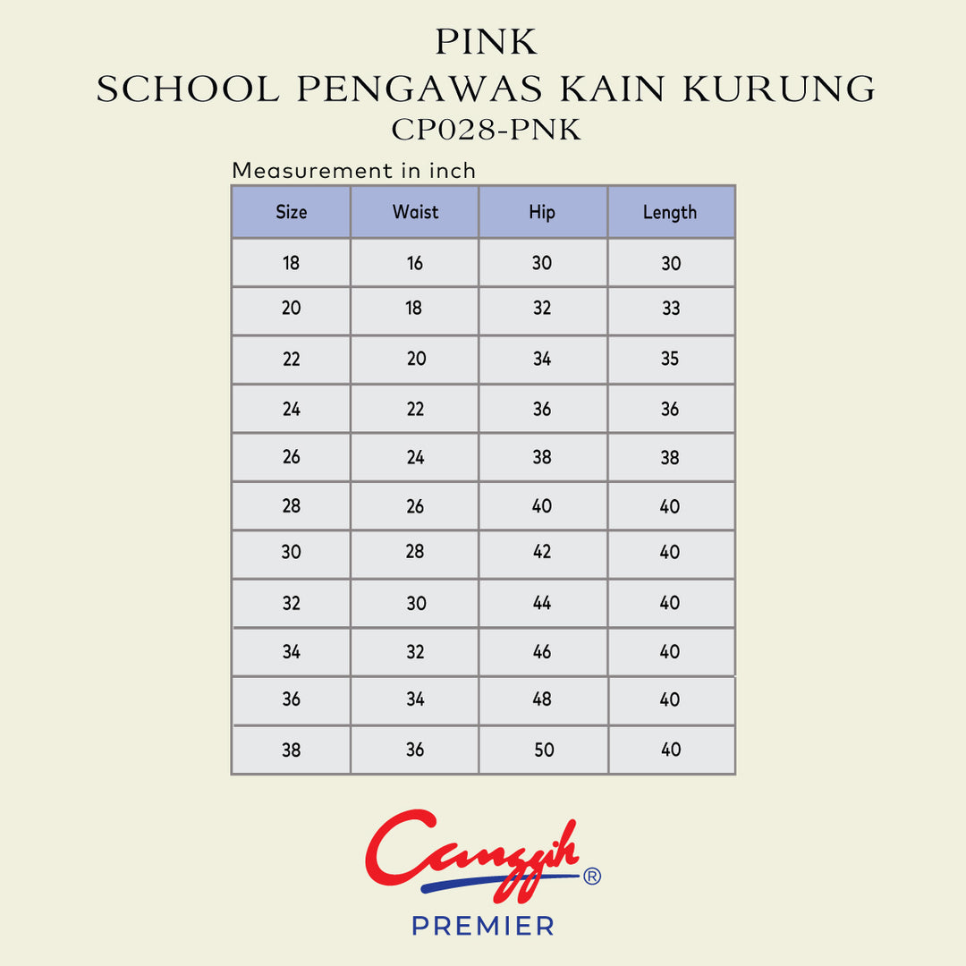 Pink School Pengawas Back Pleat Kain Kurung