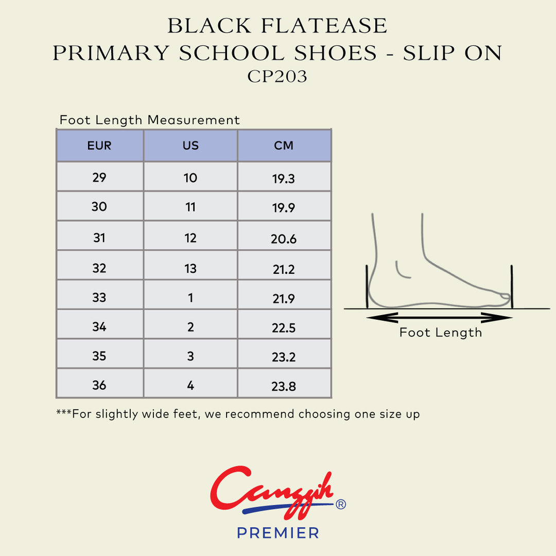 Black FlatEase Primary School Shoes – Slip On