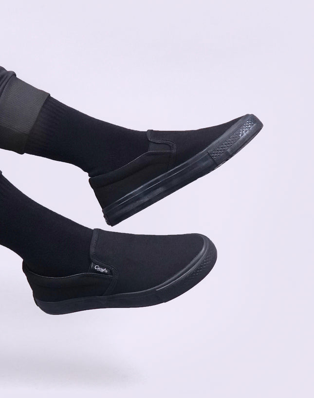 Black FlatEase Primary School Shoes – Slip On