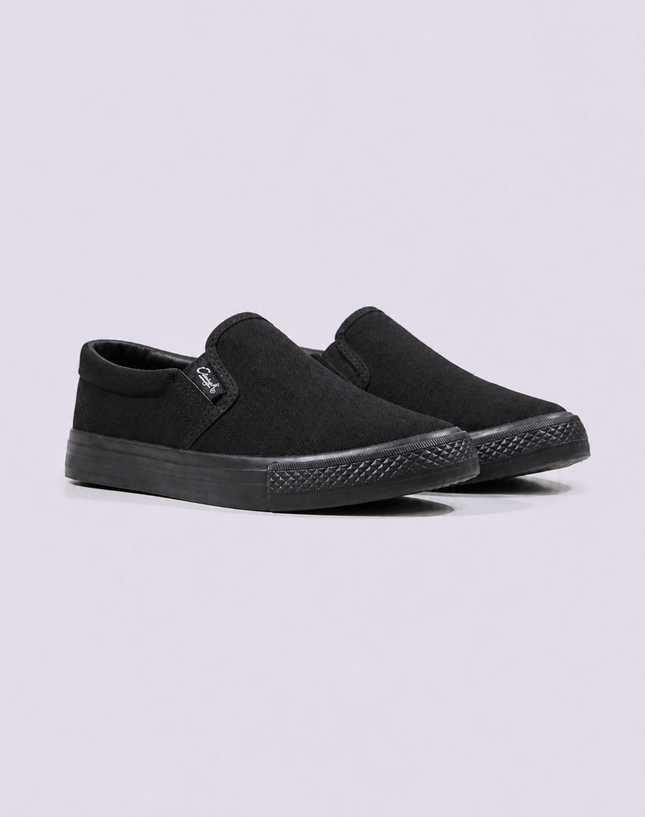 Black FlatEase Primary School Shoes – Slip On