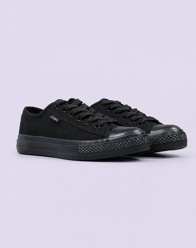Black Canvas Secondary School Shoes – Rubber Sole Lace Up