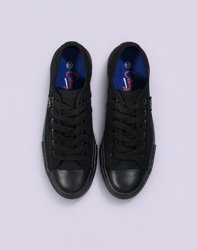 Black Canvas Secondary School Shoes – Rubber Sole Lace Up