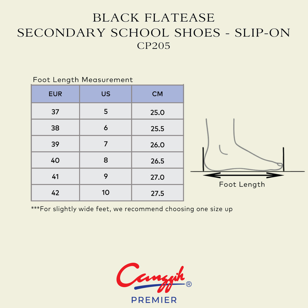 Black FlatEase Secondary School Shoes – Slip On