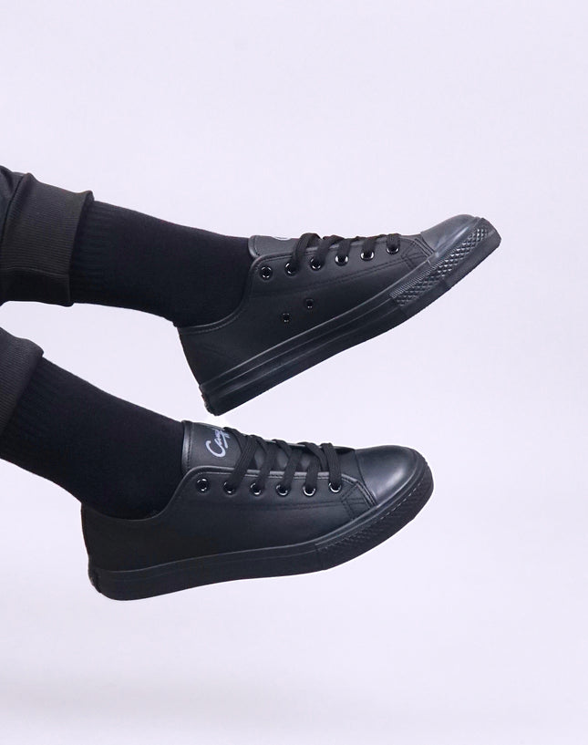 Black PU Leather Secondary School Shoes – Rubber Sole Lace-Up