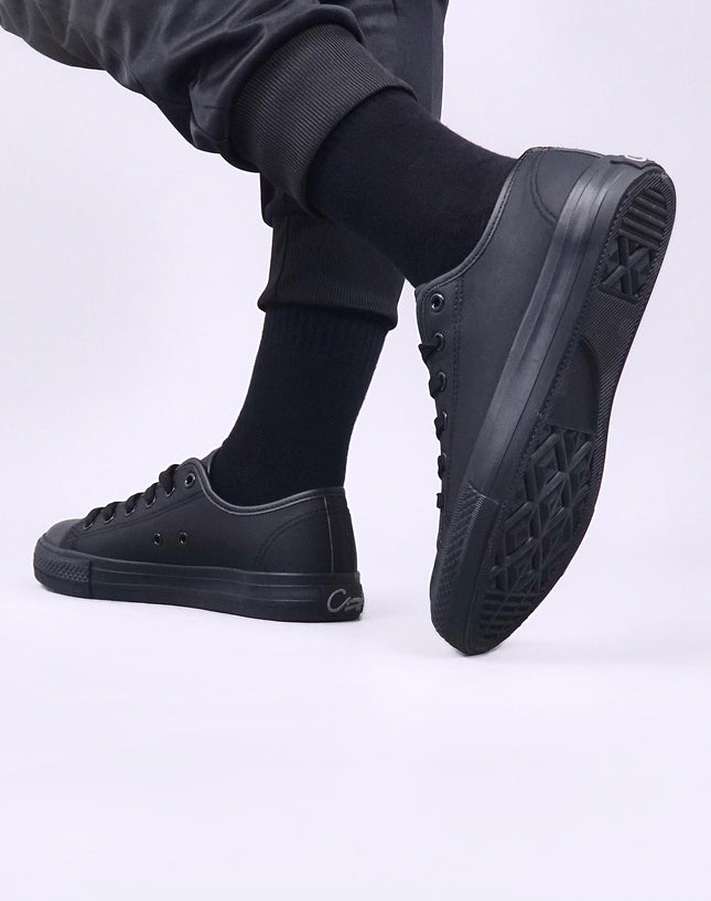 Black PU Leather Secondary School Shoes – Rubber Sole Lace-Up