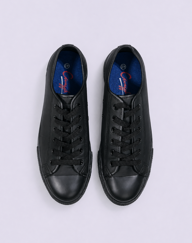 Black PU Leather Secondary School Shoes – Rubber Sole Lace-Up