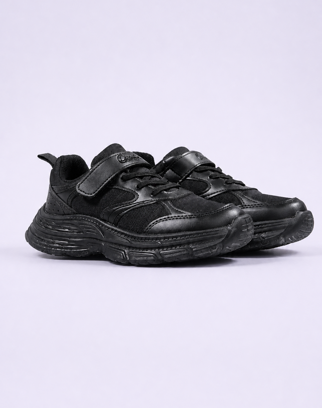 Black Lightweight Primary School Shoes – Slim Rubber Sole Lace-Up