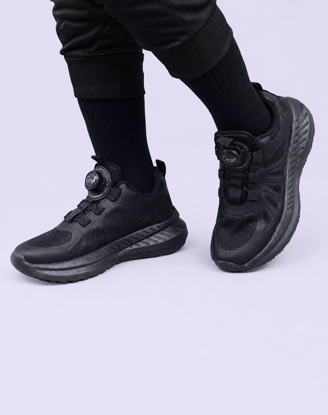 Black Ultra-Base Lightweight Primary School Shoes – Rotating Buckle