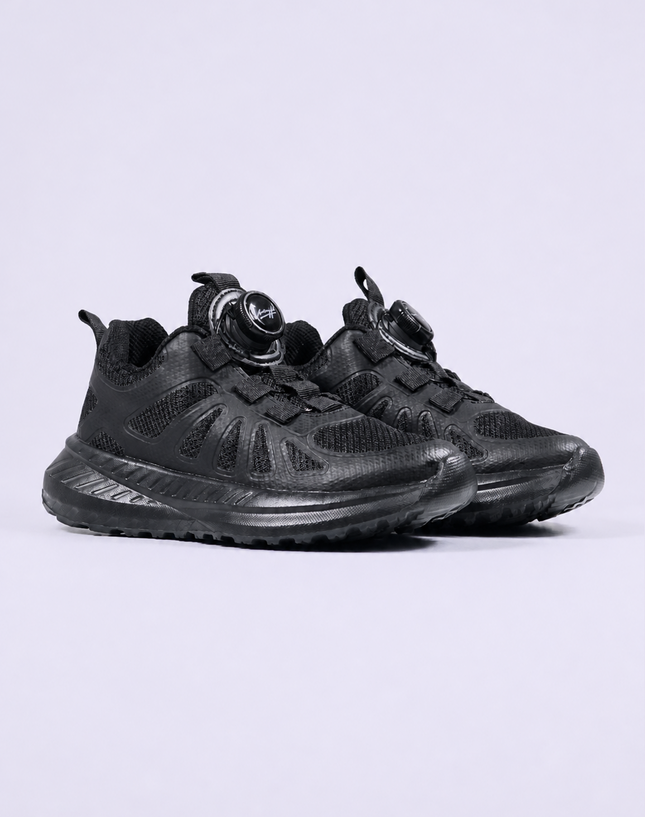 Black Ultra-Base Lightweight Primary School Shoes – Rotating Buckle