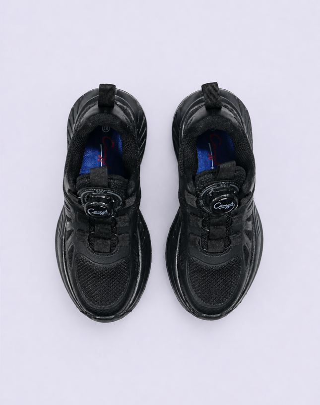 Black Ultra-Base Lightweight Primary School Shoes – Rotating Buckle