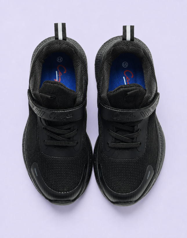 Ultra-Base Lightweight Black School Shoes – Velcro + Lace-Up