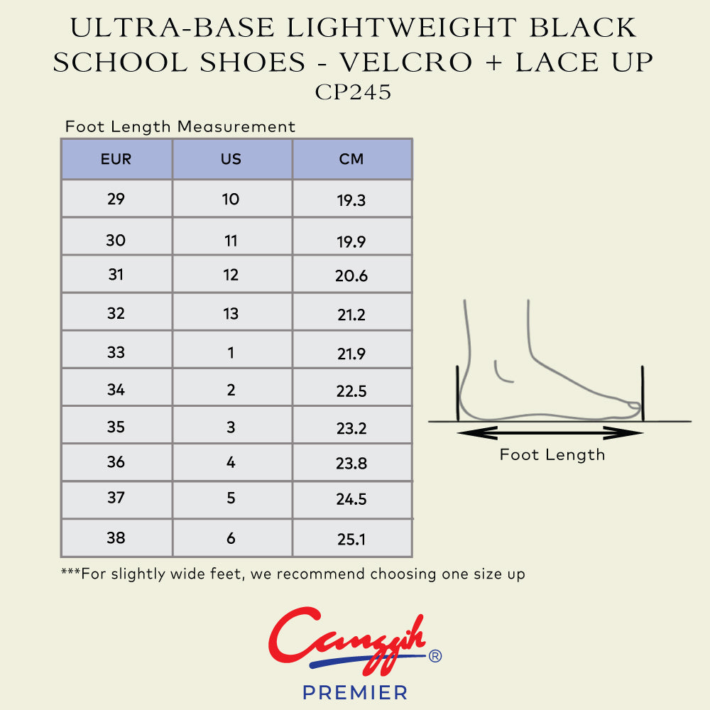 Ultra-Base Lightweight Black School Shoes – Velcro + Lace-Up