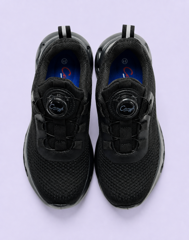 Ultra-Base Breathable Black School Shoes – Rotating Buckle