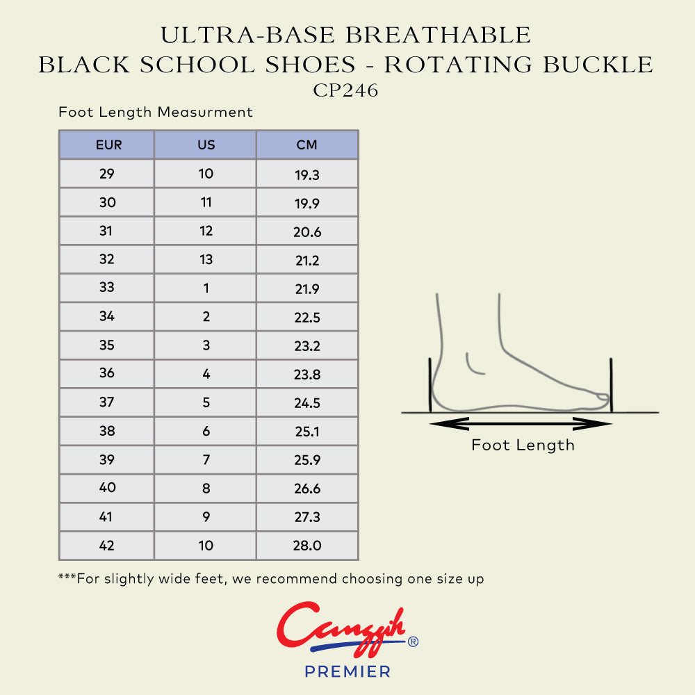 Ultra-Base Breathable Black School Shoes – Rotating Buckle