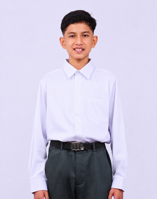 Hard Collar Long Sleeve School Shirt