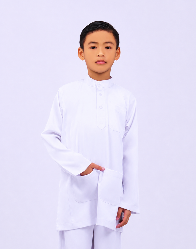 White School Baju Melayu Set