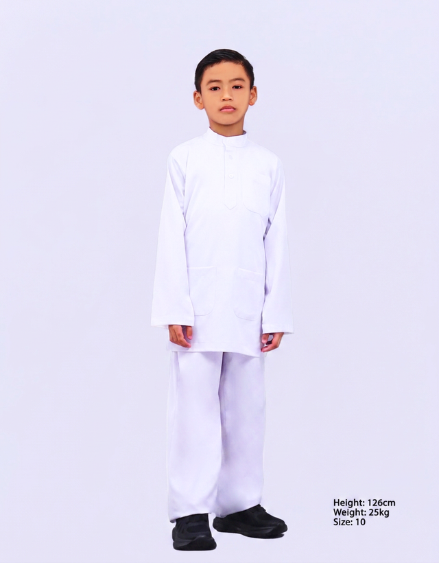 White School Baju Melayu Set