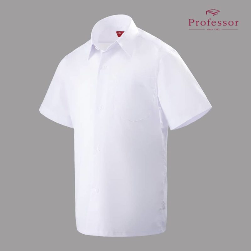 Signature Cotton Rich Short Sleeve Shirt (Hard Collar) – White Side