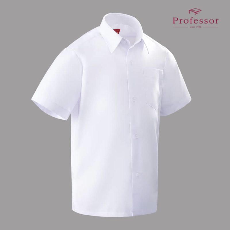 Signature Cotton Rich Short Sleeve Shirt (Hard Collar) – White Side 2