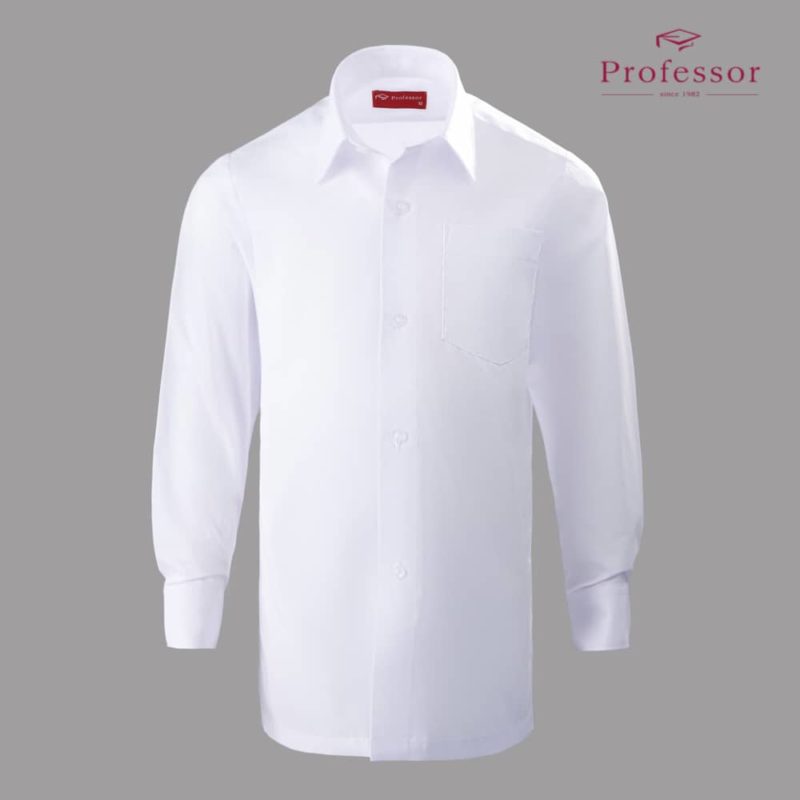 Easy Iron Long Sleeve Shirt (Hard Collar) – White