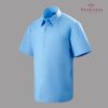 Signature Cotton Rich Short Sleeve Shirt (Hard Collar) – Light Blue Left