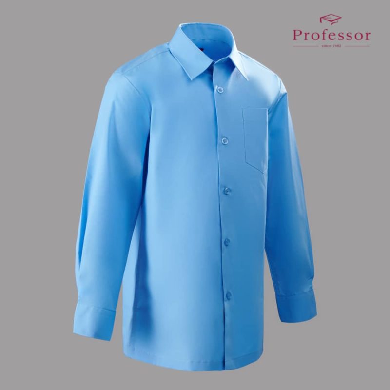 Signature Cotton Rich Long Sleeve (Hard Collar) – Light Blue Side