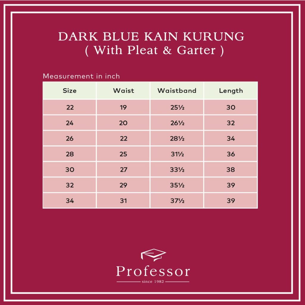 Kain Kurung With Pleat And Garter Dark Blue Professor