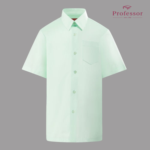 Signature Cotton Rich Short Sleeve Shirt (Hard Collar) - Light Green