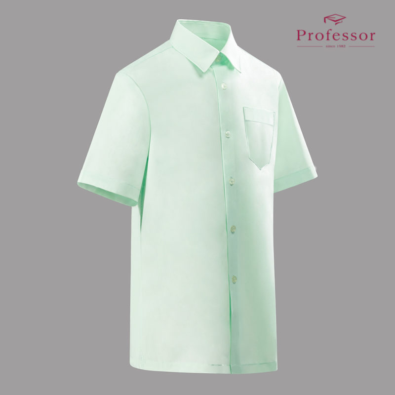 Signature Cotton Rich Short Sleeve Shirt (Hard Collar) – Light Green Side